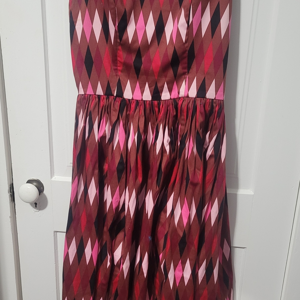 Pinup Couture Pink and Red Diamond Midi Dress